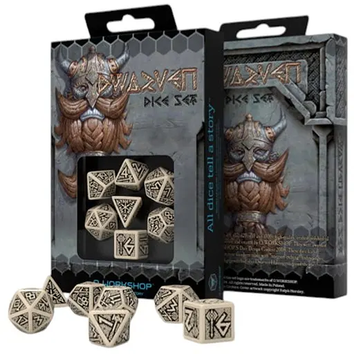 Набір кубиків Dwarven Beige & black Dice Set , 7 шт. (SDWA01) - фото 1