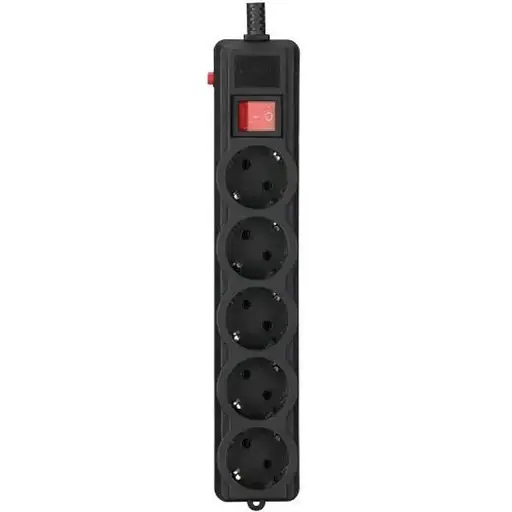 Фильтр сетевой Gembird, 5 розеток, 3 м, черный, 16А, до 3.5 кВт, выключатель, заземление, 3x1 мм² (SPG5-G-10B-PRO) - фото 1
