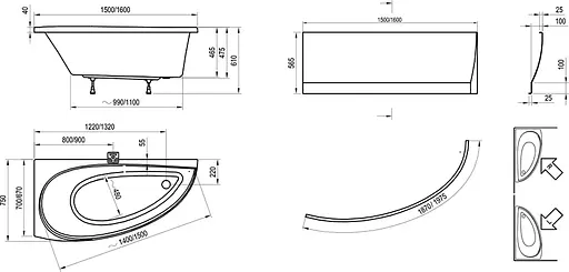 Ванна акриловая Ravak Avocado 150x75 левая CT01000000 - фото 3