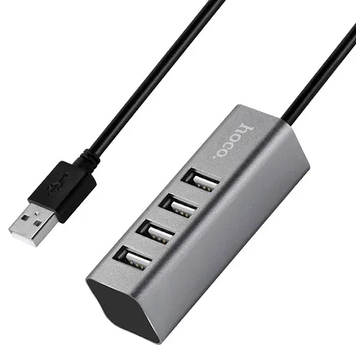 Перехідник HUB Hoco HB1 USB to USB 2.0 (4 port) (1m) Сірий - фото 3