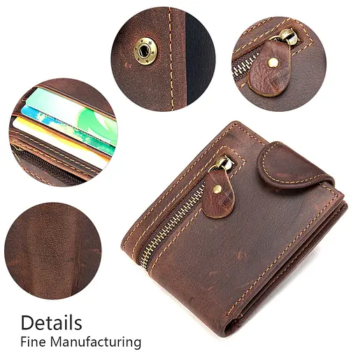 Мужской кожаный кошелек Vintage 9.5х11х2 см acs0014735 - фото 5