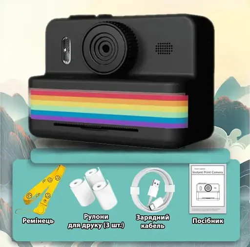 Детская цифровая фотокамера RAINBOW 2,8" мгновенная печать с термопринтером 1500 мАч Голубой - фото 5