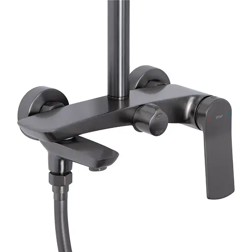 Душевая система универсальная Qtap Slavonice на три потребителя (с изливом) QTSLA111GMB45910 Gunmetal Black PVD, Шлифованный черный хром - фото 3