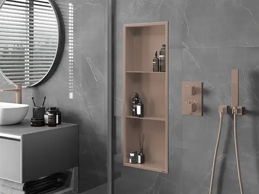 Полка в ванную встроенная Nett YBr-90, металлическая 90 см Бронза - фото 2