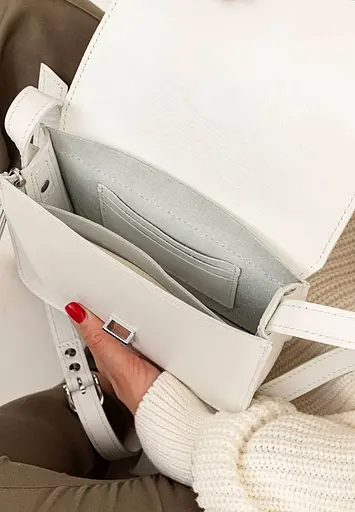 Шкіряна жіноча бохо-сумка Лілу біла - фото 9