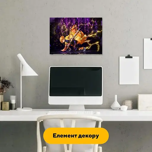 Деревянный фигурный пазл Зеницу Агацума (Zenitsu Agatsuma), А2, Деревянная коробка 300+ элементов - фото 5