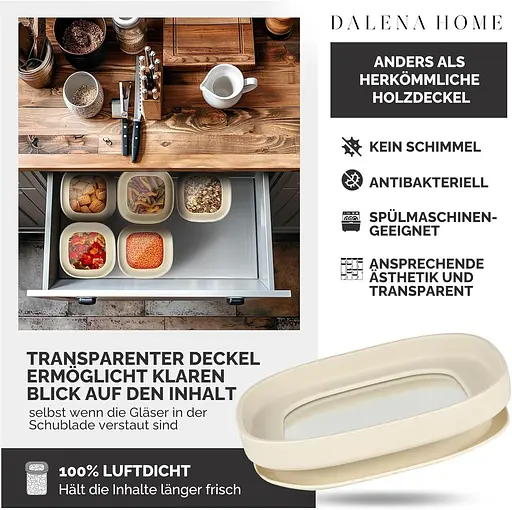 Банки для хранения с крышками Набор из 4 из крепкого боросиликатного стекла + этикетки (4 x 1500 мл) — герметичные и штабелированные - фото 4