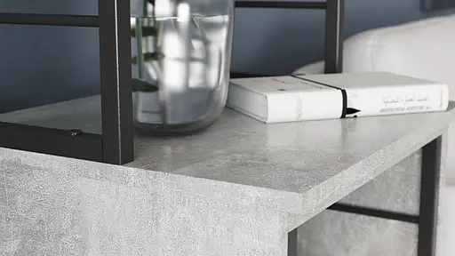 Стол-тумба трансформер Смарт 3/1 с этажеркой Ferrum-decor 1430x1450x500 Черный металл ДСП Бетон 16 мм (FRD-105115) - фото 8