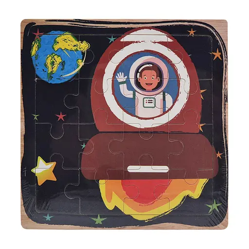 Деревяний пазл-вкладиш Космонавт у ракеті 73260-15, 16 деталей