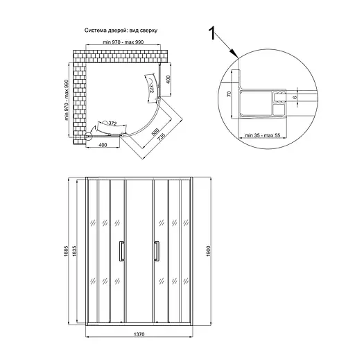 Душова кабіна Qtap Taurus CRM1011AC6 100x100 см, скло Clear 6 мм покриття CalcLess, без піддона, Хром, Універсальна, прозорий - фото 2
