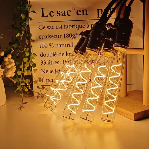 Лампа Эдисона Tianfan, светодиодная T28/T9, 4 Вт, с регулировкой яркости, длинная, с золотистым оттенком, 220/240 В, с цоколем - фото 3