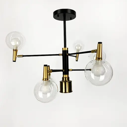 Люстра на 6 ріжків з поворотними плафонами у двох кольорах Line.F Колір плафона Прозорий + матовий - фото 12