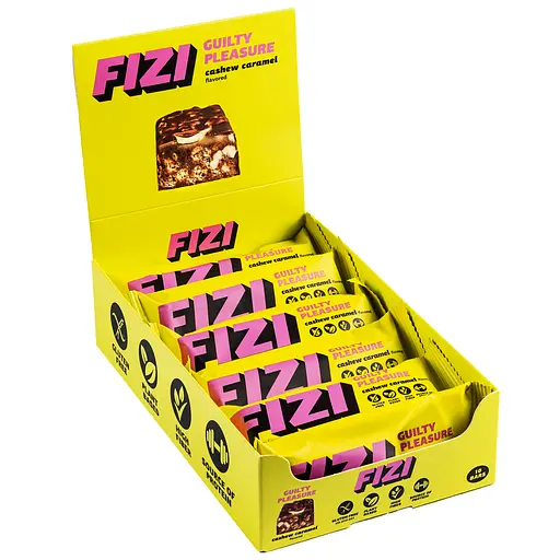 Батончик шоколадний Fizi Guilty Pleasure Cashew Caramel 40 г х 10 шт. шоу-бокс - фото 6
