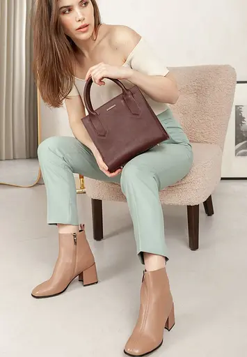 Шкіряна жіноча сумка-кроссбоді бордова - фото 8