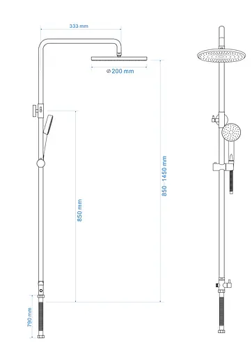 Душова система RJ L-118 см, хром RS 4011, Хром - фото 2