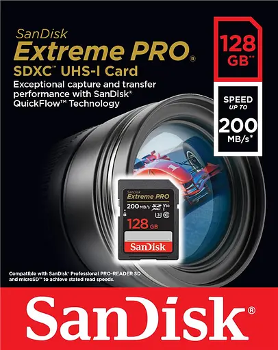 SanDisk Карта пам'яті SD 128GB C10 UHS-I U3 R200/W140MB/s Extreme Pro V30 - фото 4