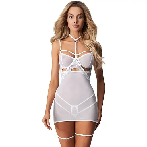 Пеньюар Obsessive Arrowel S/M білий