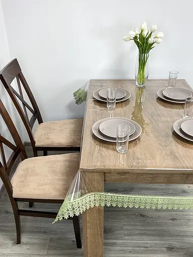 Силиконовая скатерть с оливковым кружевом Арфа 7 см 160х150 см - фото 6