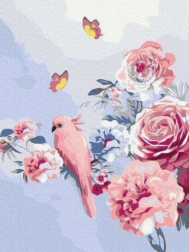 Картина за номерами на підрамнику Brushme Папуга в квітах