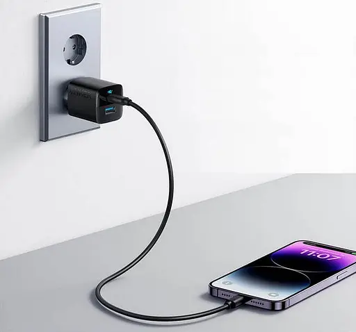 Блок живлення зарядний пристрій Anker PowerPort 323 PowerIQ 2 порти Type-C чорний - фото 3