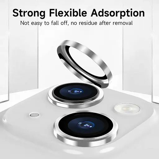 Защитное стекло Epik Metal Classic на камеру в упак. для Apple iPhone 15, 6.1/15 Plus 6.7 Серебряный/Silver - фото 5