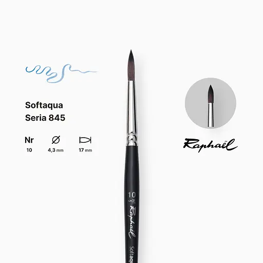 Кисть синтетика круглая Raphael Softaqua, №10, профессиональная, короткая ручка - фото 2