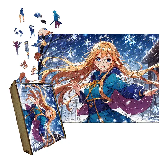 Пазл деревяний Аніме Зимова Круговерть, А2, Картонна коробка 300+ елементів
