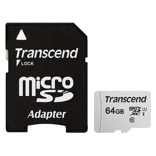 Карта памяти Transcend MicroSDXC 64GB UHS-I Class 10 300S + SD-adapter (TS64GUSD300S-A) - фото 1