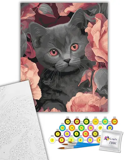 Набор для росписи ArtCraft Серый котик 40 x 50 см (11563-AC) - фото 2