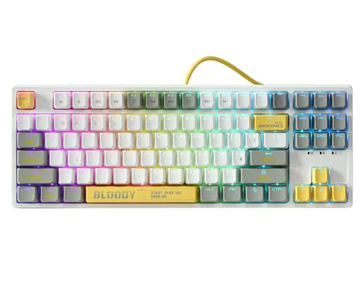Клавіатура ігрова механічна A4Tech S-87 Bloody White, BLMS Red Plus Switch, Eng/Rus/Укр