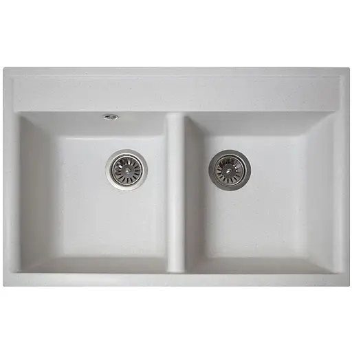 Гранітна кухонна мийка Romzha Valuri 78-2D Biela (101) з двома чашами - фото 1