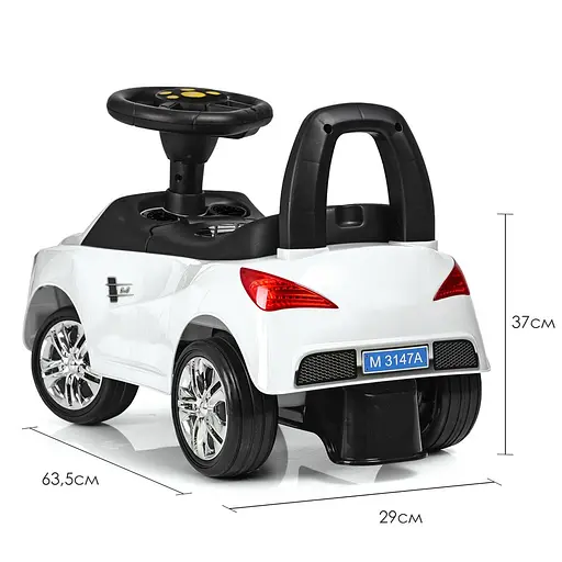 Дитяча каталка-толокар Bambi Racer з музикою та світлом біла (M 3147A-1) - фото 3