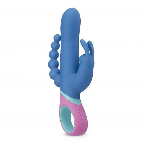Вібратор кролик PMV20 Vice Double Vibrator 23 см синій - фото 2