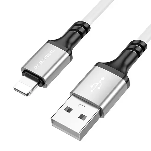 USB-кабель Borofone BX83 Silicone Lightning 1 м білий - фото 2