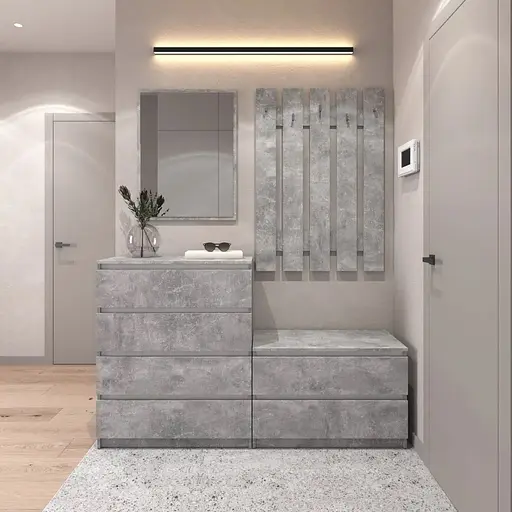 Прихожая VAYS комплект в прихожую №1 бетон-белые планки