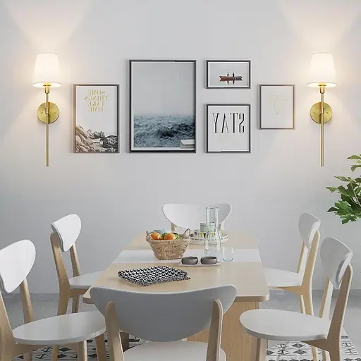 Настінні світильники Tipace із латуні з білою тканиною, 2 шт. Сучасні настінні бра для внутрішнього настінного кріплення - фото 2