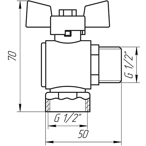 Кран кульовий Q Professional 1/2″ нв КБ кутовий Q154 PN40 - фото 4