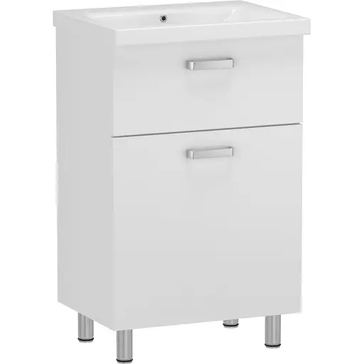 Тумба для підлоги RJ Flora-L з умивальником Moduo K116-009 50 см Білий RJFU042-0150WHSET(RJFU042-0150WH + K116-009) Білий - фото 1