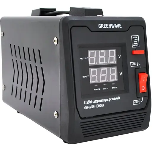 Стабілізатор напруги релейний Green Wave Mauser 1000VA Q4 700 Вт 1 x Shuko DC140-260V AC220±8% BOX