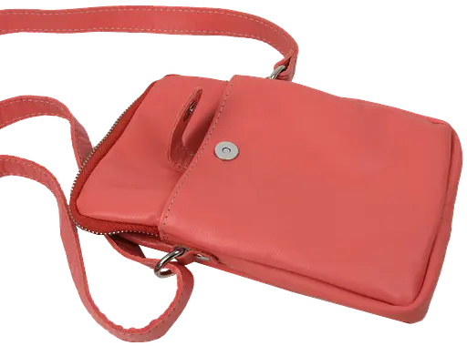 Небольшая женская кожаная сумка Borsacomoda через плечо кораллова sum0028730 - фото 6