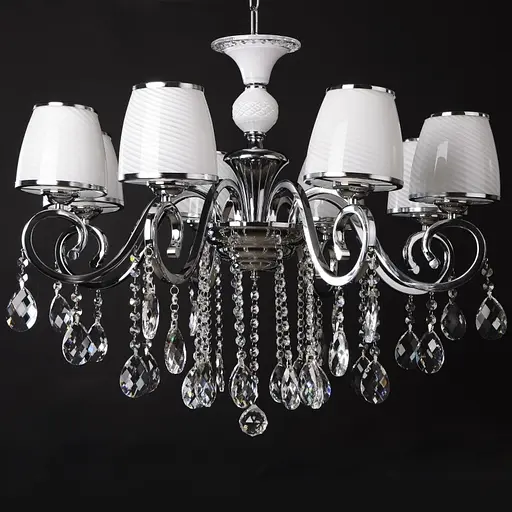 Люстра підвісна Brille кришталева з абажуром E14 40W CH (BCL-384S/8) - фото 8