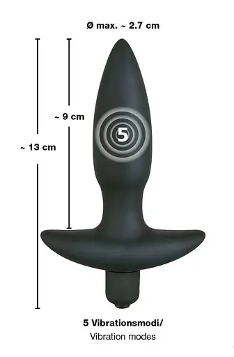 Анальна пробка з вібрацією Black Velvet S 13 см (чорний) - фото 4