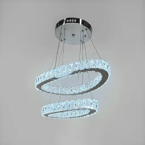 Елегантна кришталева люстра на 2 овальні яруси 50+40 см | Арт. (T) C 046/2 (600+500) | Line F - фото 5