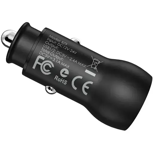 Авто зарядний пристрій Borofone BZ9 Wise 2 порта юсб чорний - фото 1