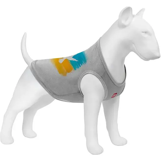 Майка для собак Waudog Clothes малюнок "Прапор", сітка, L, B 42-45 см, C 28-31 см сірий