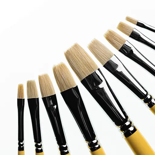 Набір пензлів Щетина плоска широка, довга ручка (9 шт), 6607ASSET - фото 2