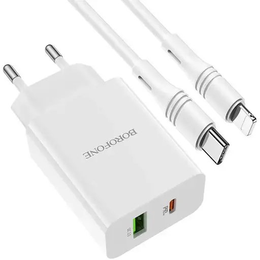 Мережевий зарядний пристрій Borofone BA56A Lavida блок і кабель Type-C to Lightning - фото 1