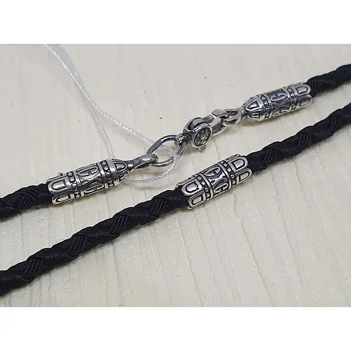 Ювелірний шнурок Меридіан 925 з текстилю з срібними вставками. 846/3 55 70 - фото 3