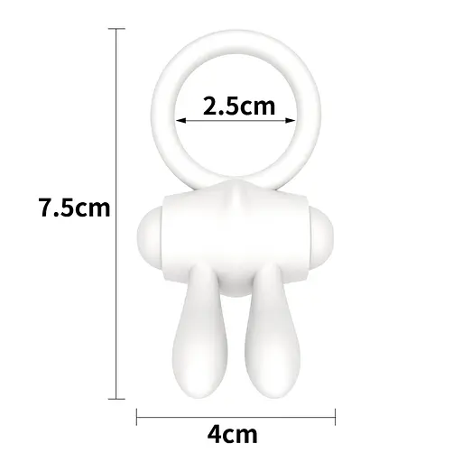 Эрекционное кольцо с вибрацией Lovetoy Power Clit 7.5 см белый - фото 5