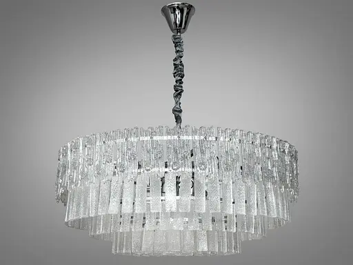 Вишукана люстра підвіс зі скляними пелюстками на 18 ламп, колір хром - фото 1
